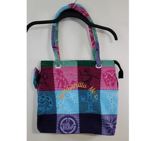 Manzanilla Mexico Tote Bag Colorful Zippered Tote Bright Fun Large Funky Tote - Picture 4 of 8